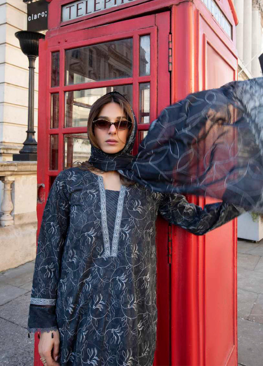 AL Zohaib Dhagakari Embroidered Lawn Unstitched 3Pc Suit D-02