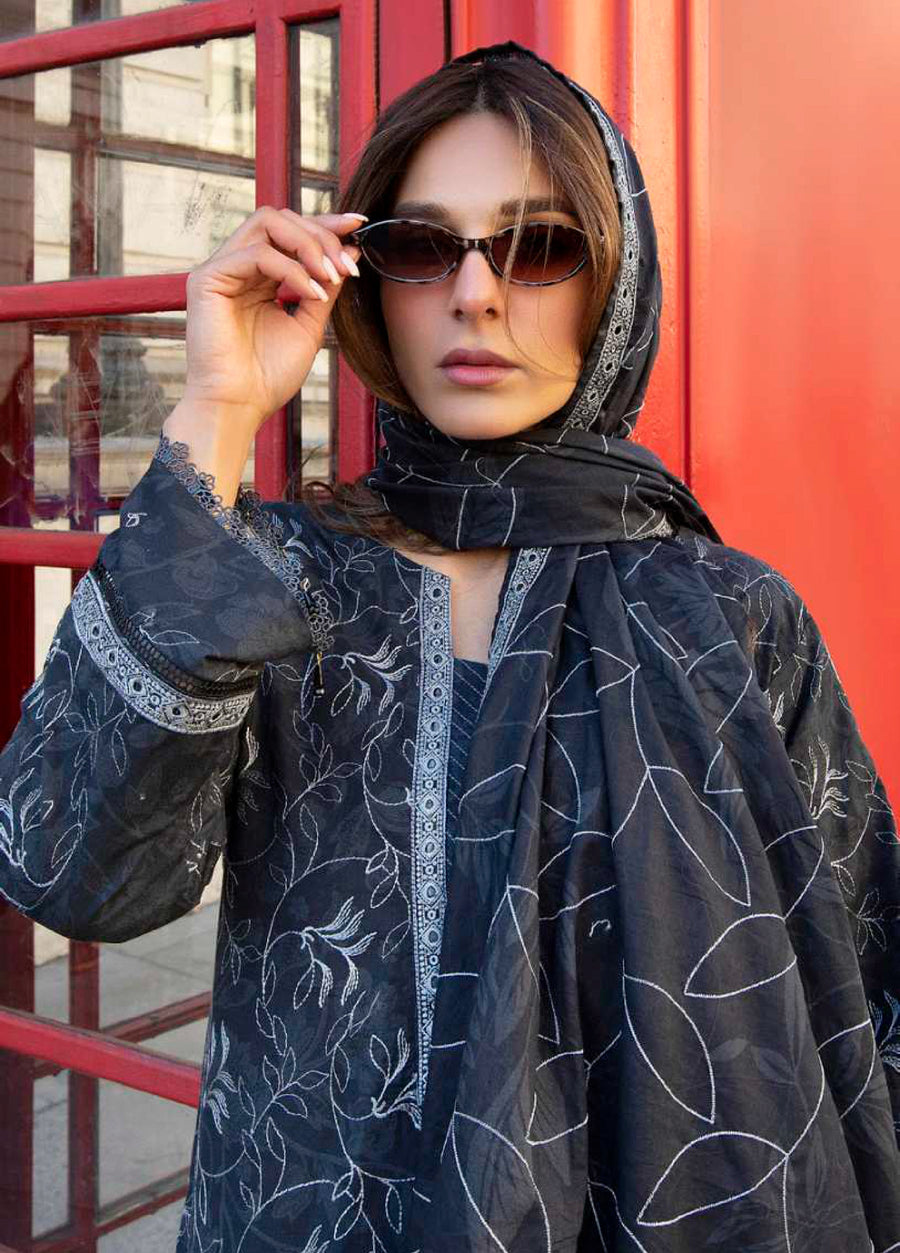 AL Zohaib Dhagakari Embroidered Lawn Unstitched 3Pc Suit D-02