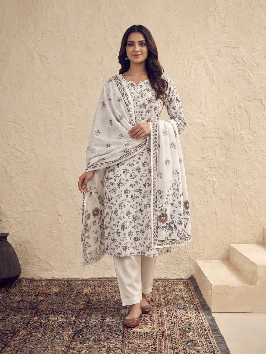 Zeenia Serene Printed Linen Unstitched 3Pc Suit D-22