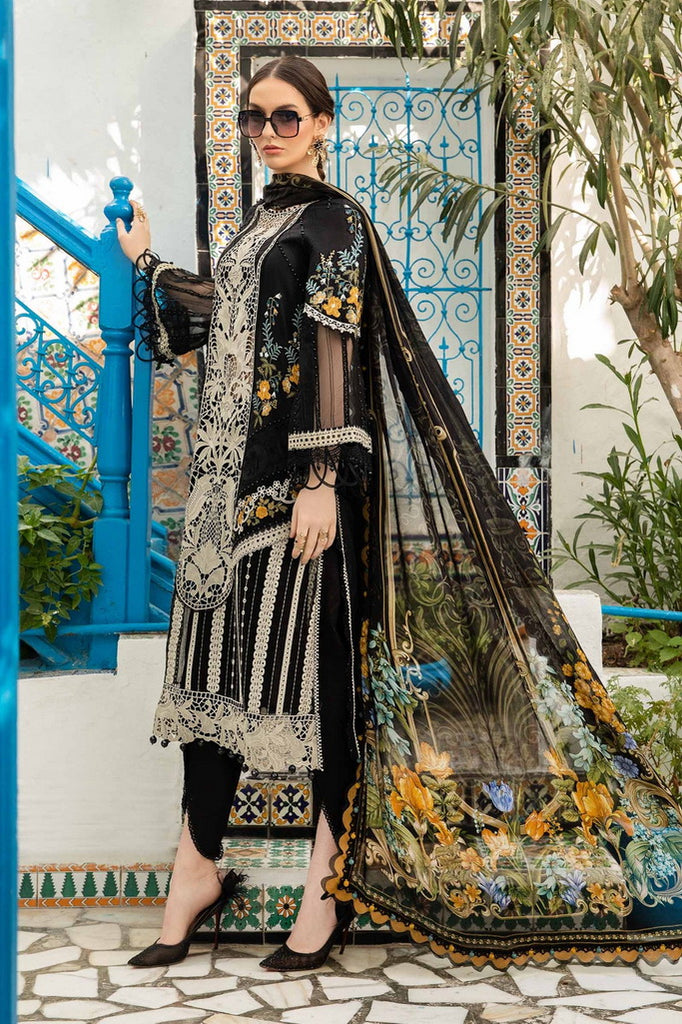 Maria B Unstitched Embroidered Luxury Lawn 3 Piece Suit MB26UEL 8B - Eid Collection