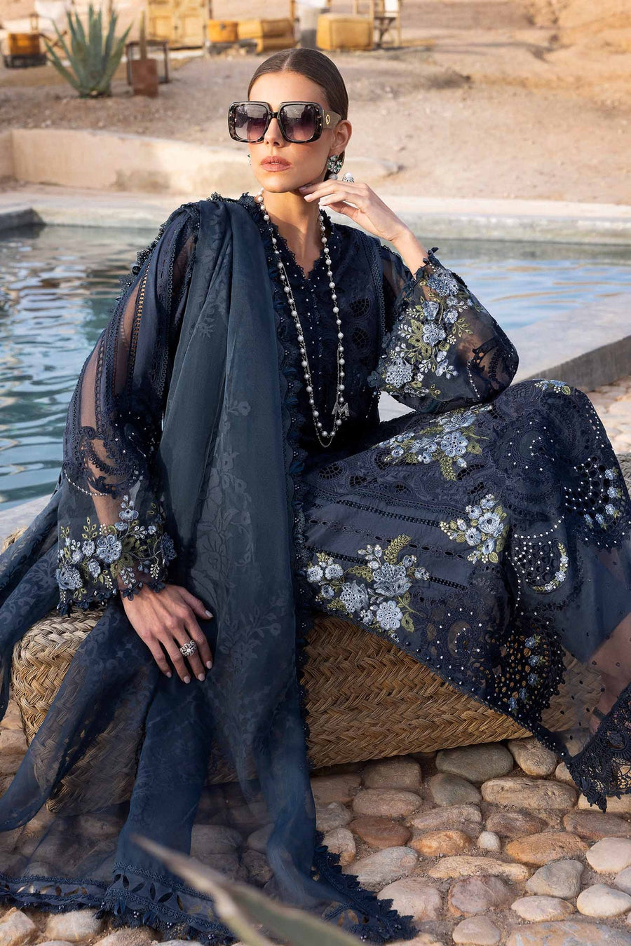 Maria.B Voyage a Luxe Embroidered Lawn Unstitched 3Pc Suit D-2504-B
