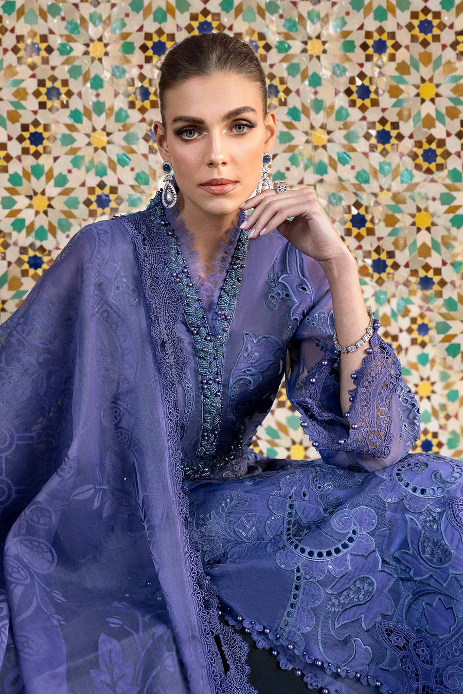 Maria.B Voyage a Luxe Embroidered Lawn Unstitched 3Pc Suit D-2506-B