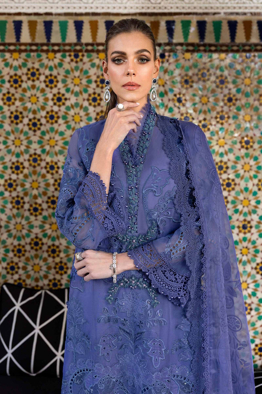 Maria.B Voyage a Luxe Embroidered Lawn Unstitched 3Pc Suit D-2506-B