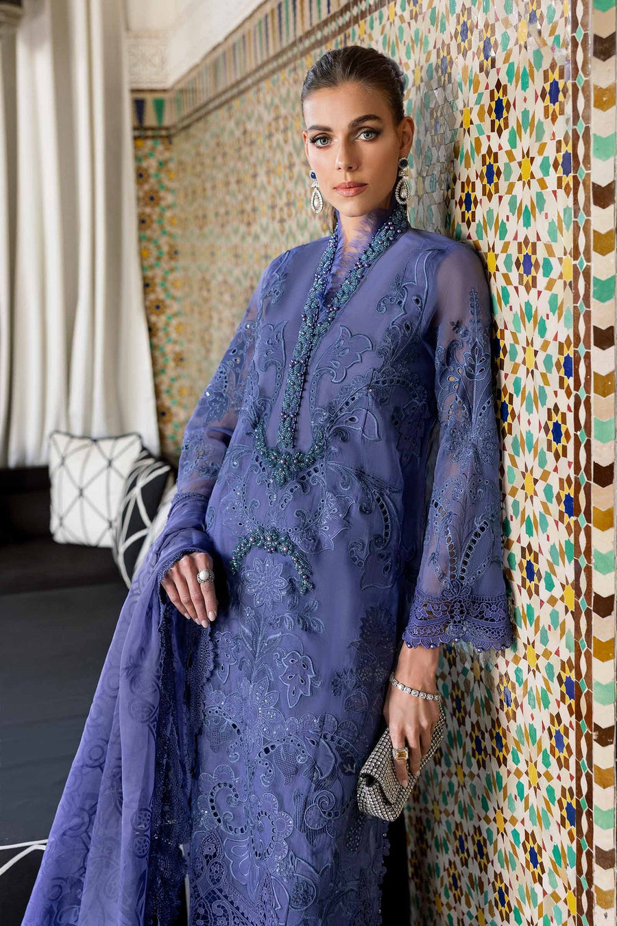 Maria.B Voyage a Luxe Embroidered Lawn Unstitched 3Pc Suit D-2506-B