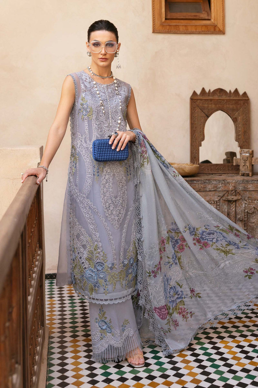 Maria.B Voyage a Luxe Embroidered Lawn Unstitched 3Pc Suit D-2509-B