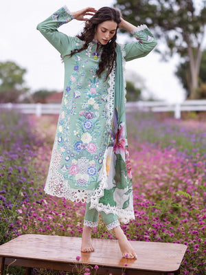 Mushq Hemline The Secerat Garden Unstitched Lawn 3Pc Suit HML24-2A Brimstone