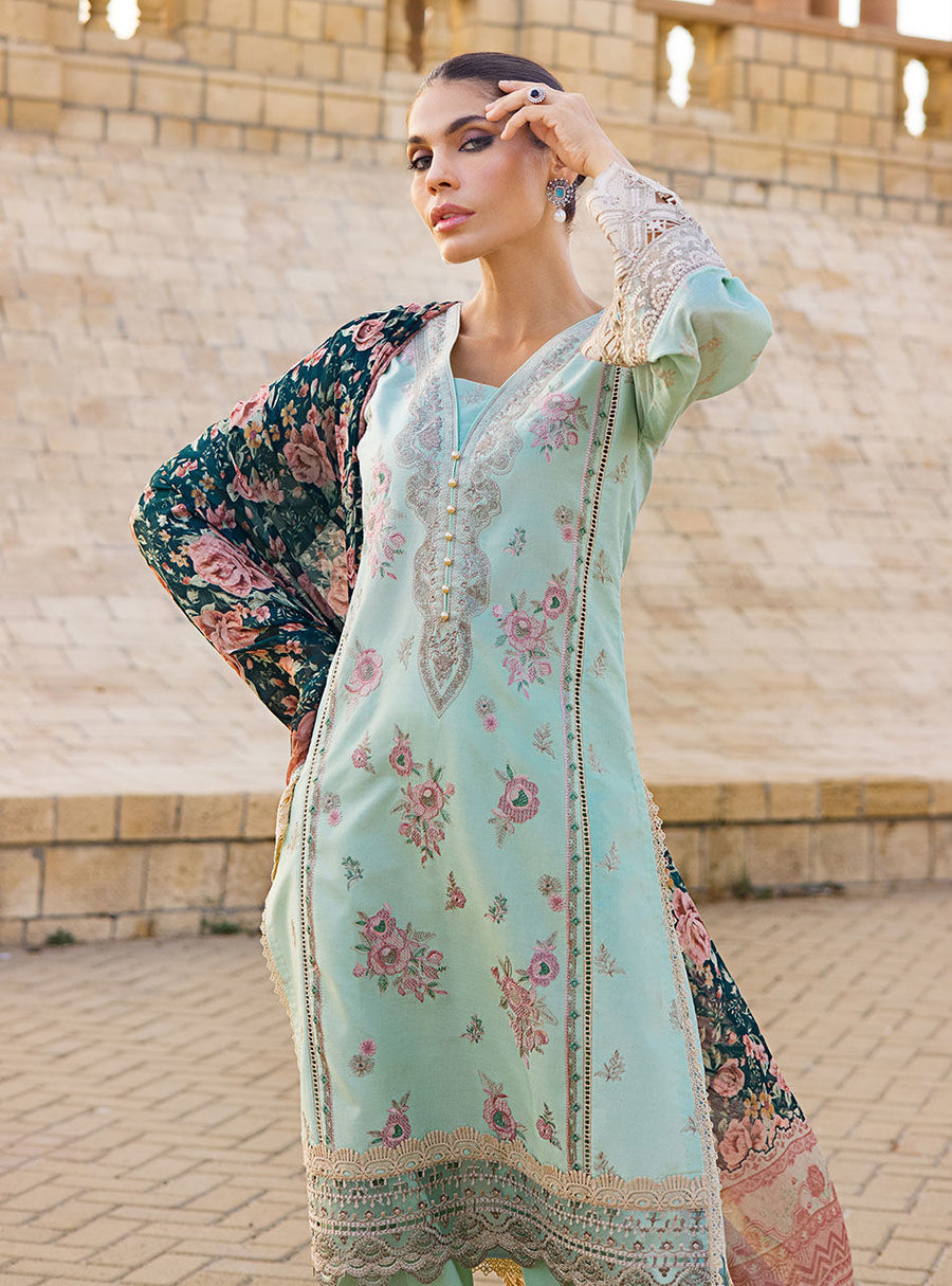 Zainab Chottani Luxury Lawn Unstitched Embroidered 3Pc Suit D-2A KIRAN