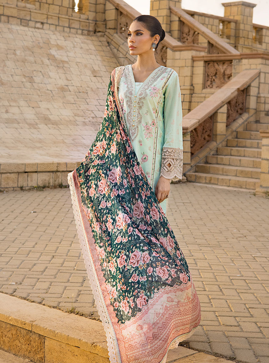 Zainab Chottani Luxury Lawn Unstitched Embroidered 3Pc Suit D-2A KIRAN