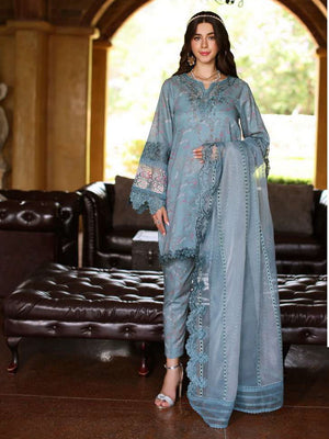 Noor by Saadia Asad Eid Luxe Embroidered Lawn Unstitched 3Pc Suit D-02