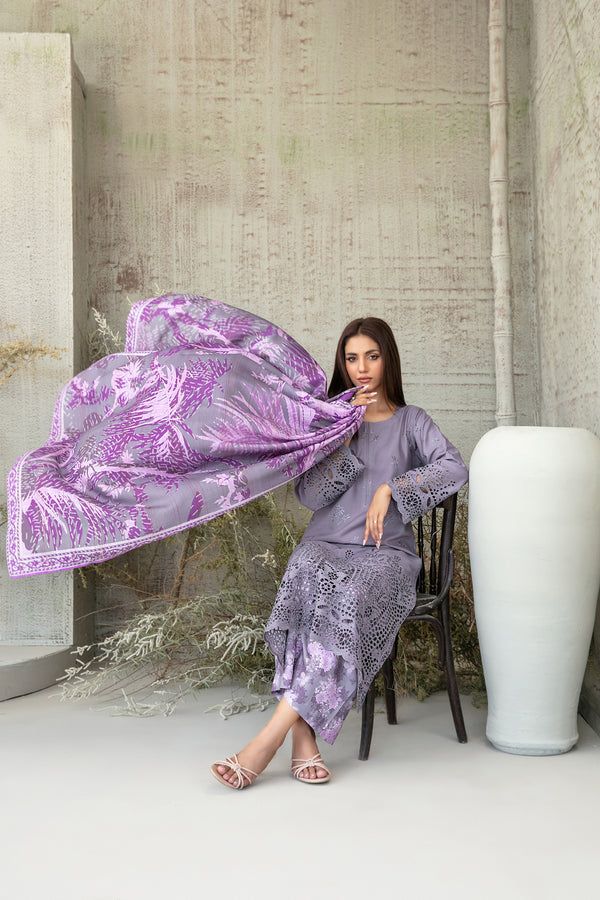Tawakkal Fabrics Husniye Embroidered Schiffli Unstitched 3Pc Suit D-3758
