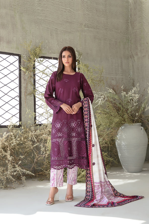 Tawakkal Fabrics Husniye Embroidered Schiffli Unstitched 3Pc Suit D-3762