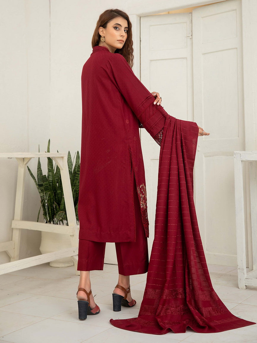 Waresha Luxury Embroidered Dhanak Unstitched 3Pc Suit D-39