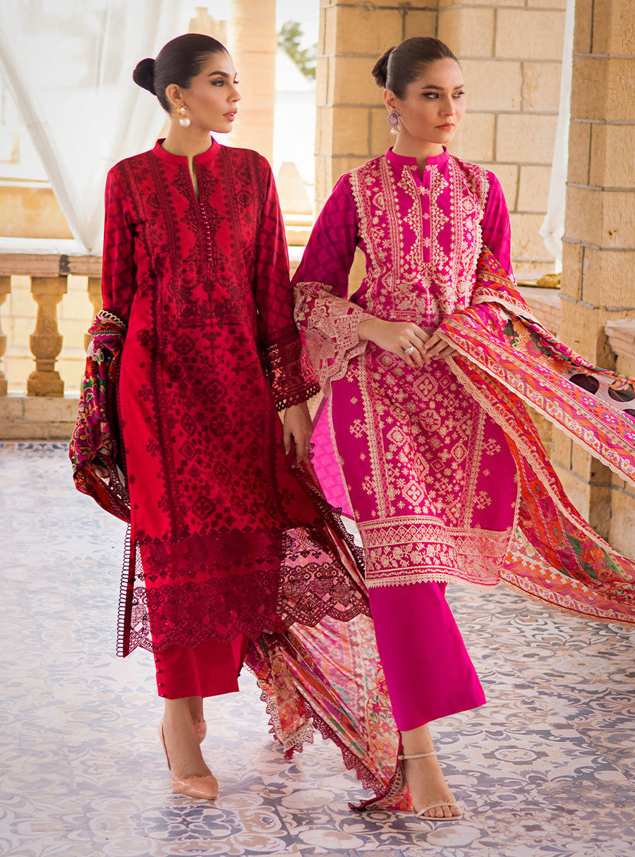 Zainab Chottani Luxury Lawn Unstitched Embroidered 3Pc Suit D-3B GUL-MOHAR