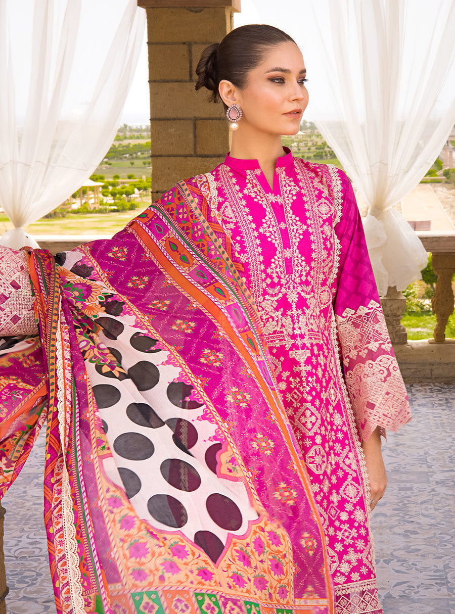 Zainab Chottani Luxury Lawn Unstitched Embroidered 3Pc Suit D-3B GUL-MOHAR