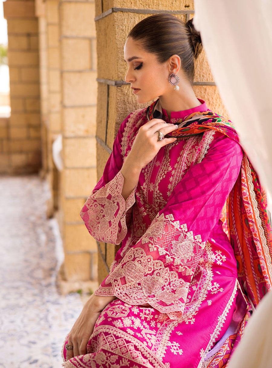 Zainab Chottani Luxury Lawn Unstitched Embroidered 3Pc Suit D-3B GUL-MOHAR