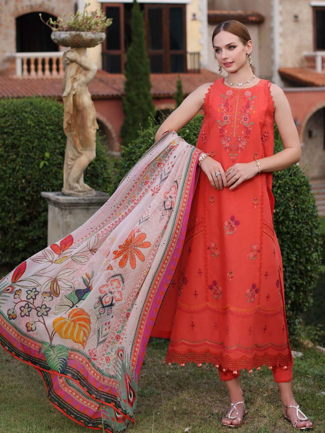 Noor by Saadia Asad Eid Luxe Embroidered Lawn Unstitched 3Pc Suit D-03
