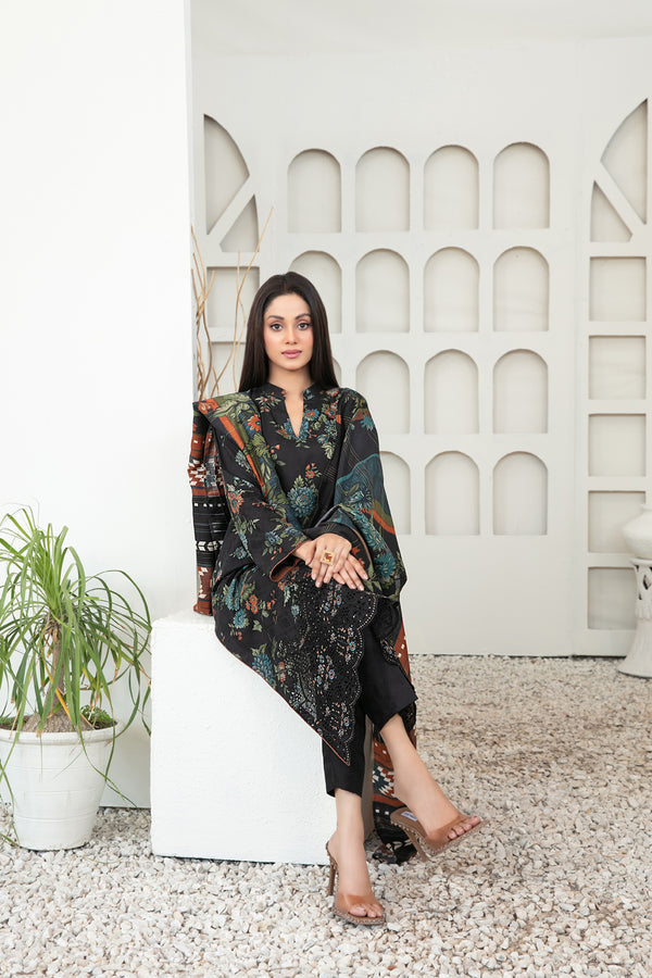 Harika by Tawakkal Fabrics Embroidered Viscose Unstitched 3Pc Suit D-4048