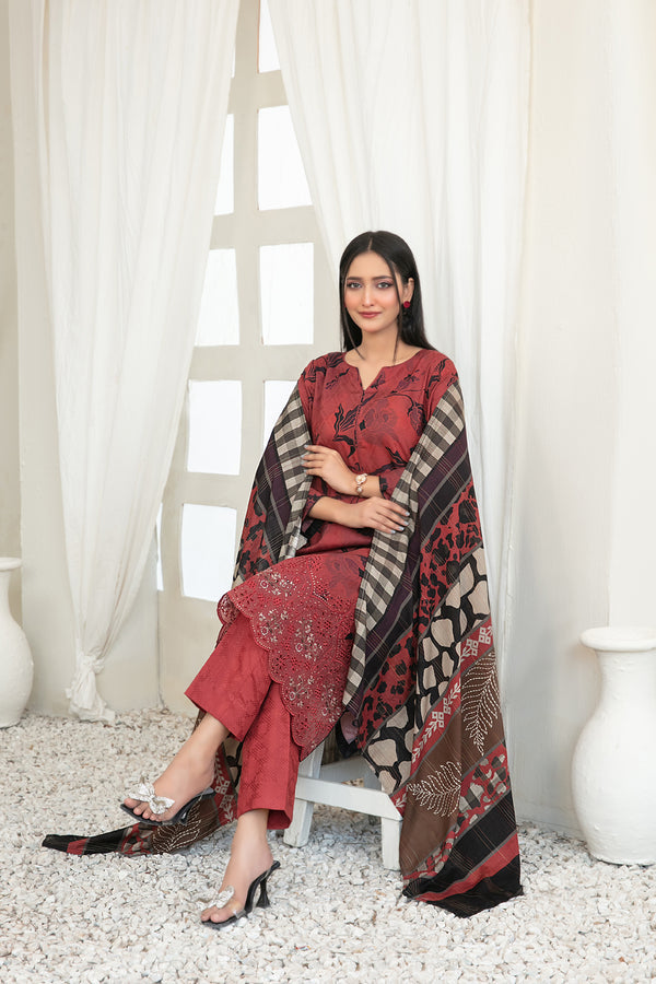 Harika by Tawakkal Fabrics Embroidered Viscose Unstitched 3Pc Suit D-4053