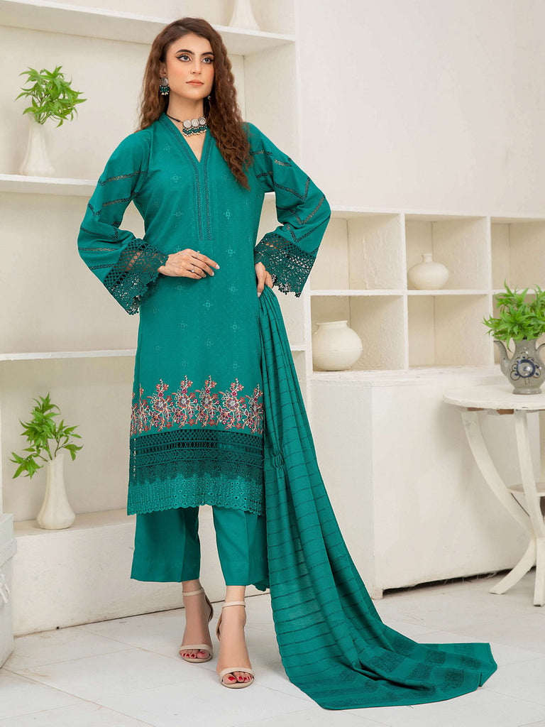 Waresha Luxury Embroidered Dhanak Unstitched 3Pc Suit D-41