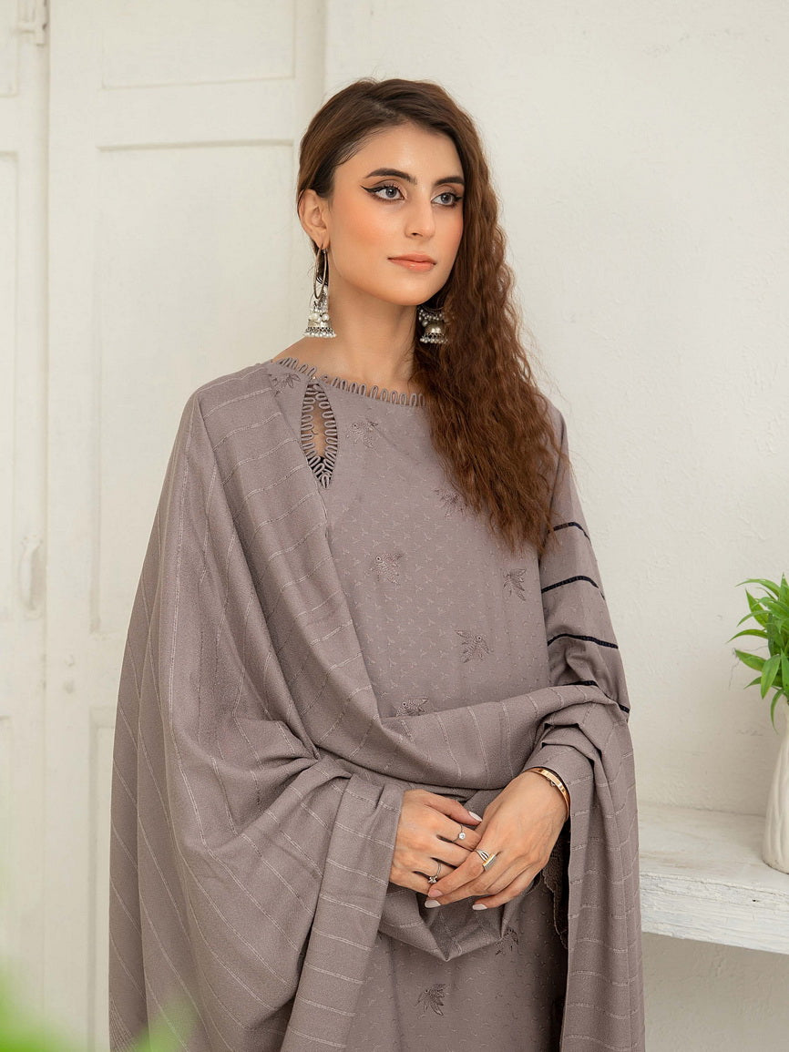 Waresha Luxury Embroidered Dhanak Unstitched 3Pc Suit D-43