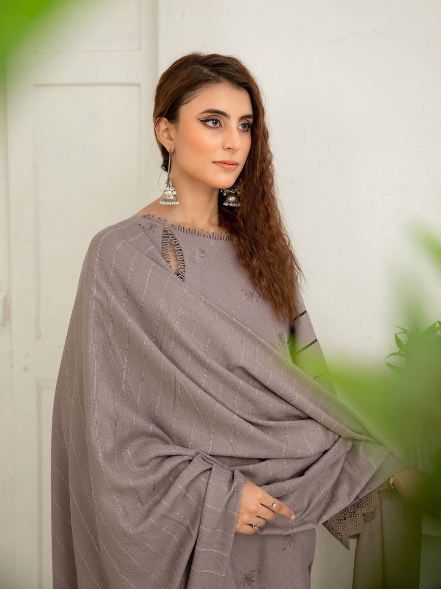 Waresha Luxury Embroidered Dhanak Unstitched 3Pc Suit D-43