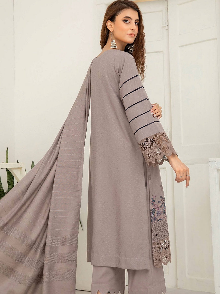 Waresha Luxury Embroidered Dhanak Unstitched 3Pc Suit D-43