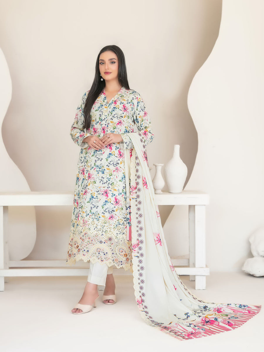 Muskaan by Tawakkal Fabrics Embroidered Staple Unstitched 3Pc Suit D-4425