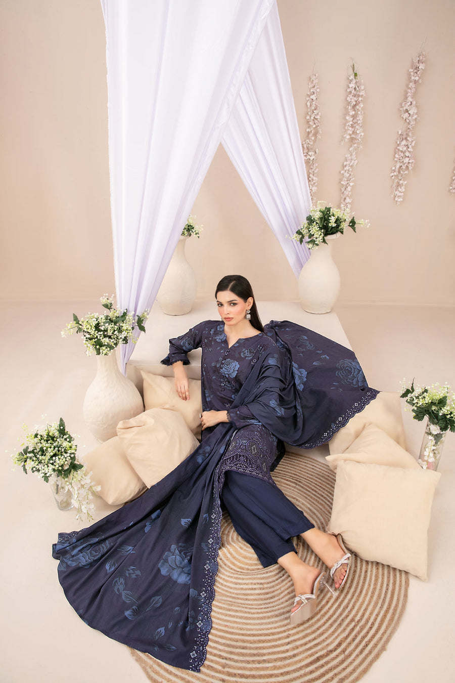 Shamailah by Tawakkal Fabrics Embroidered Staple Unstitched 3Pc Suit D-4691