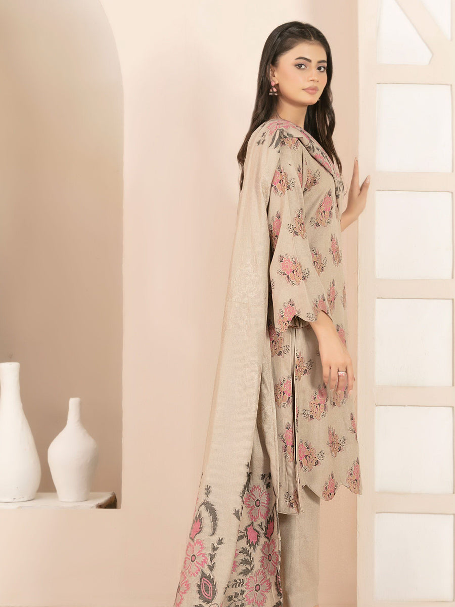 Lehr by Tawakkal Fabrics Leather Peach Unstitched 3Pc Suit D-4701