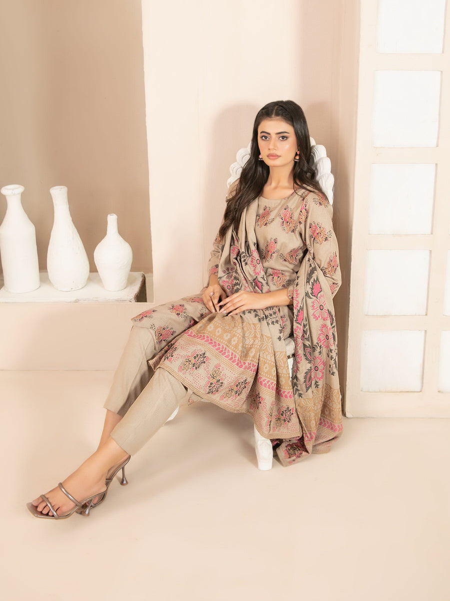 Lehr by Tawakkal Fabrics Leather Peach Unstitched 3Pc Suit D-4701