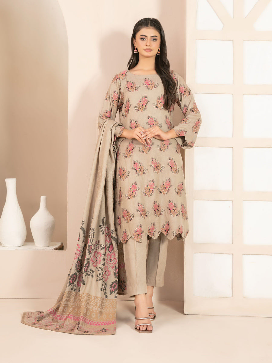 Lehr by Tawakkal Fabrics Leather Peach Unstitched 3Pc Suit D-4701