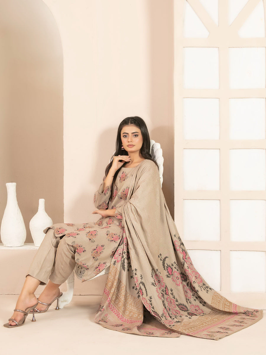 Lehr by Tawakkal Fabrics Leather Peach Unstitched 3Pc Suit D-4701