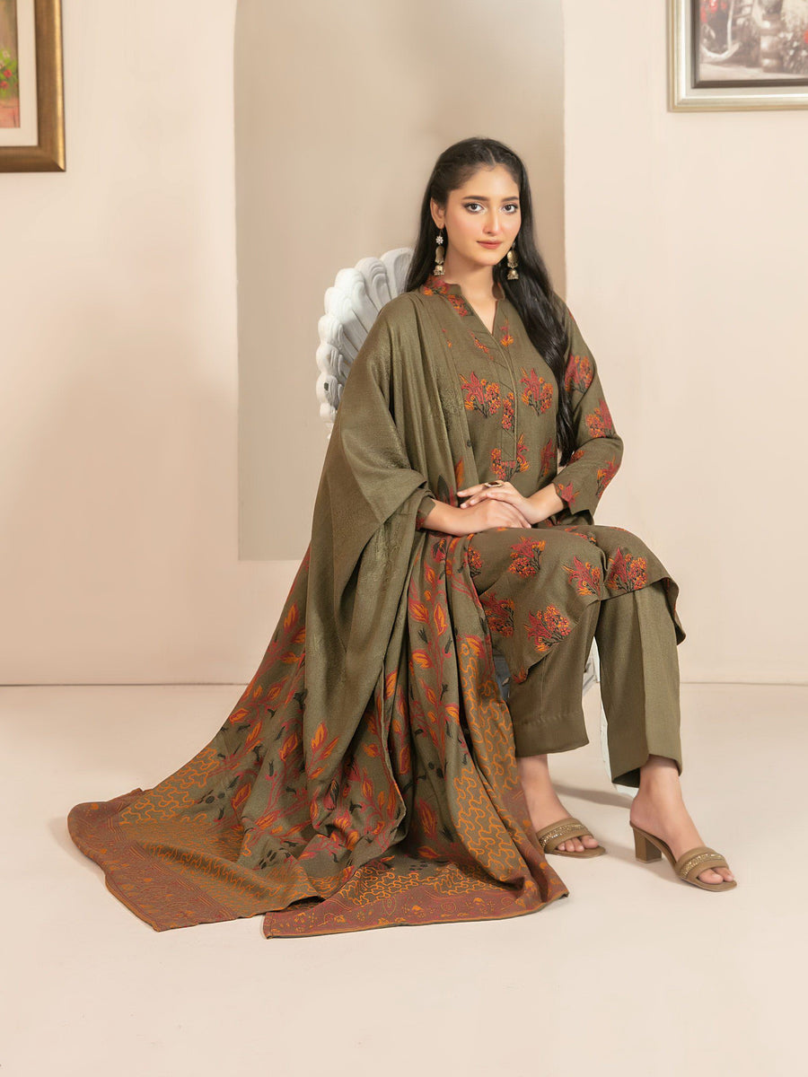 Lehr by Tawakkal Fabrics Leather Peach Unstitched 3Pc Suit D-4704