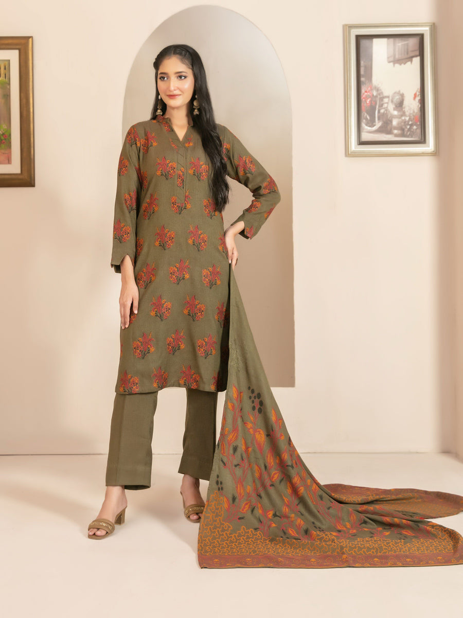 Lehr by Tawakkal Fabrics Leather Peach Unstitched 3Pc Suit D-4704