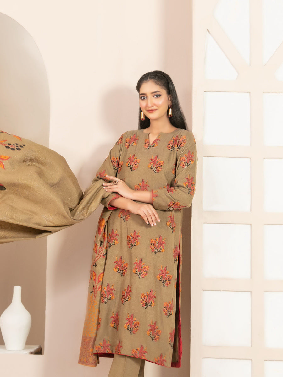 Lehr by Tawakkal Fabrics Leather Peach Unstitched 3Pc Suit D-4706