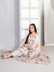 Lehr by Tawakkal Fabrics Vol-02 Leather Peach Unstitched 3Pc Suit D-4710