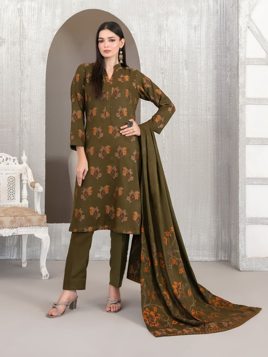 Lehr by Tawakkal Fabrics Vol-02 Leather Peach Unstitched 3Pc Suit D-4711