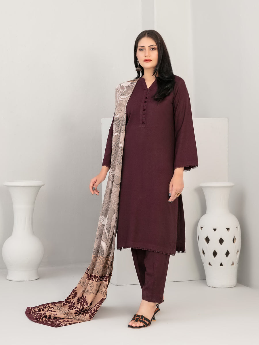 Alveera by Tawakkal Fabrics Leather Peach Unstitched 3Pc Suit D-4837