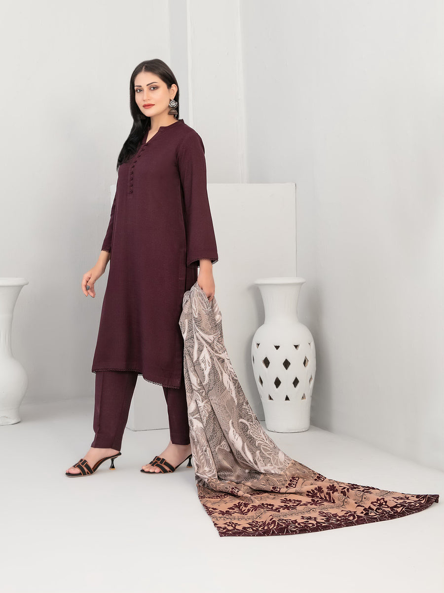 Alveera by Tawakkal Fabrics Leather Peach Unstitched 3Pc Suit D-4837