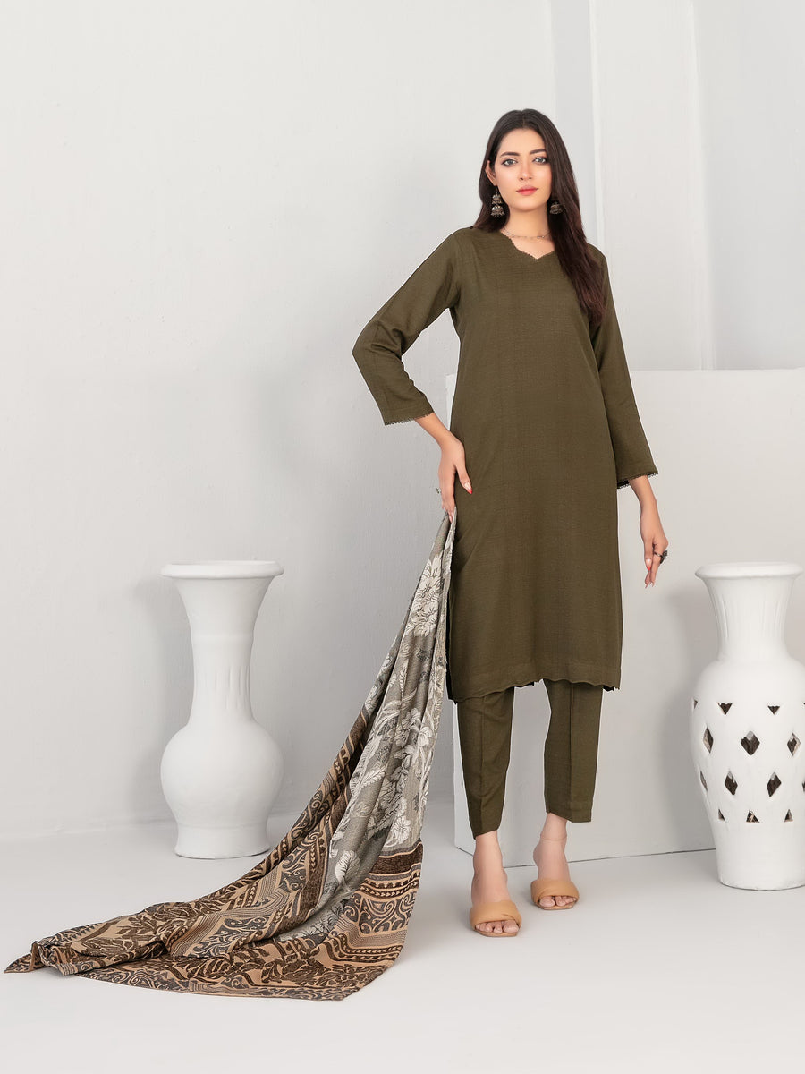 Alveera by Tawakkal Fabrics Leather Peach Unstitched 3Pc Suit D-4838
