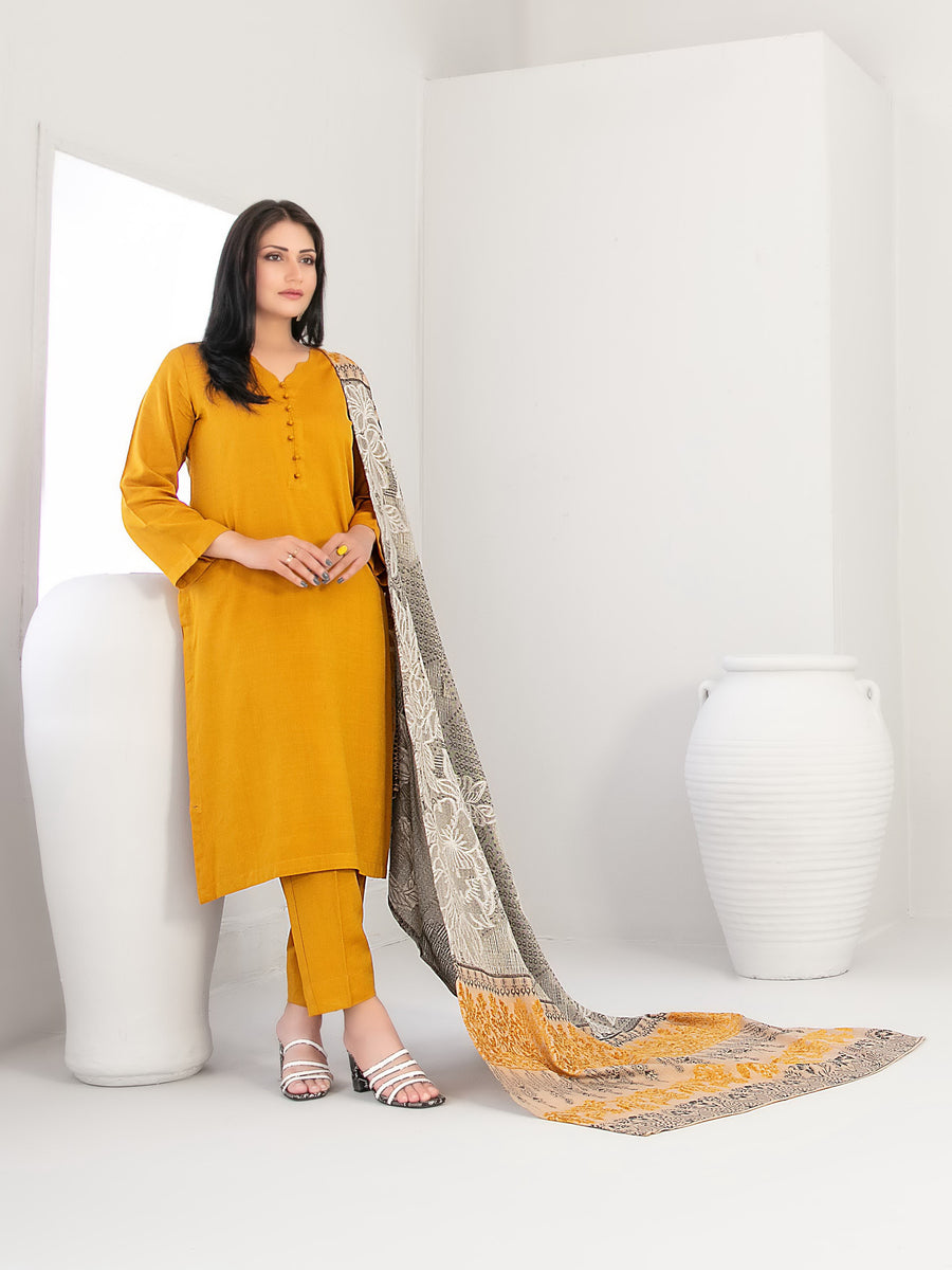 Alveera by Tawakkal Fabrics Leather Peach Unstitched 3Pc Suit D-4840