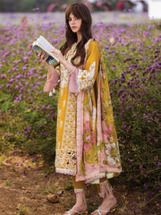 Mushq Hemline The Secerat Garden Unstitched Lawn 3Pc Suit HML24-4B Whispering Petals