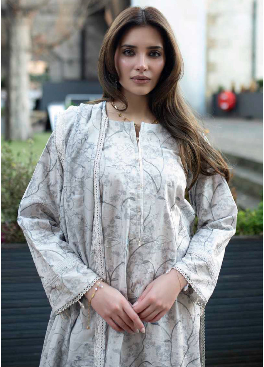 AL Zohaib Dhagakari Embroidered Lawn Unstitched 3Pc Suit D-05