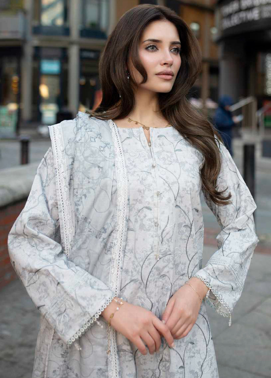 AL Zohaib Dhagakari Embroidered Lawn Unstitched 3Pc Suit D-05