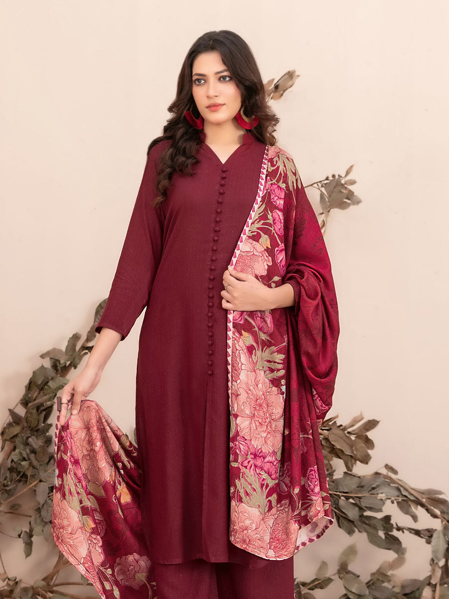 Zubiya by Tawakkal Fabrics Leather Peach Unstitched 3Pc Suit D-5077