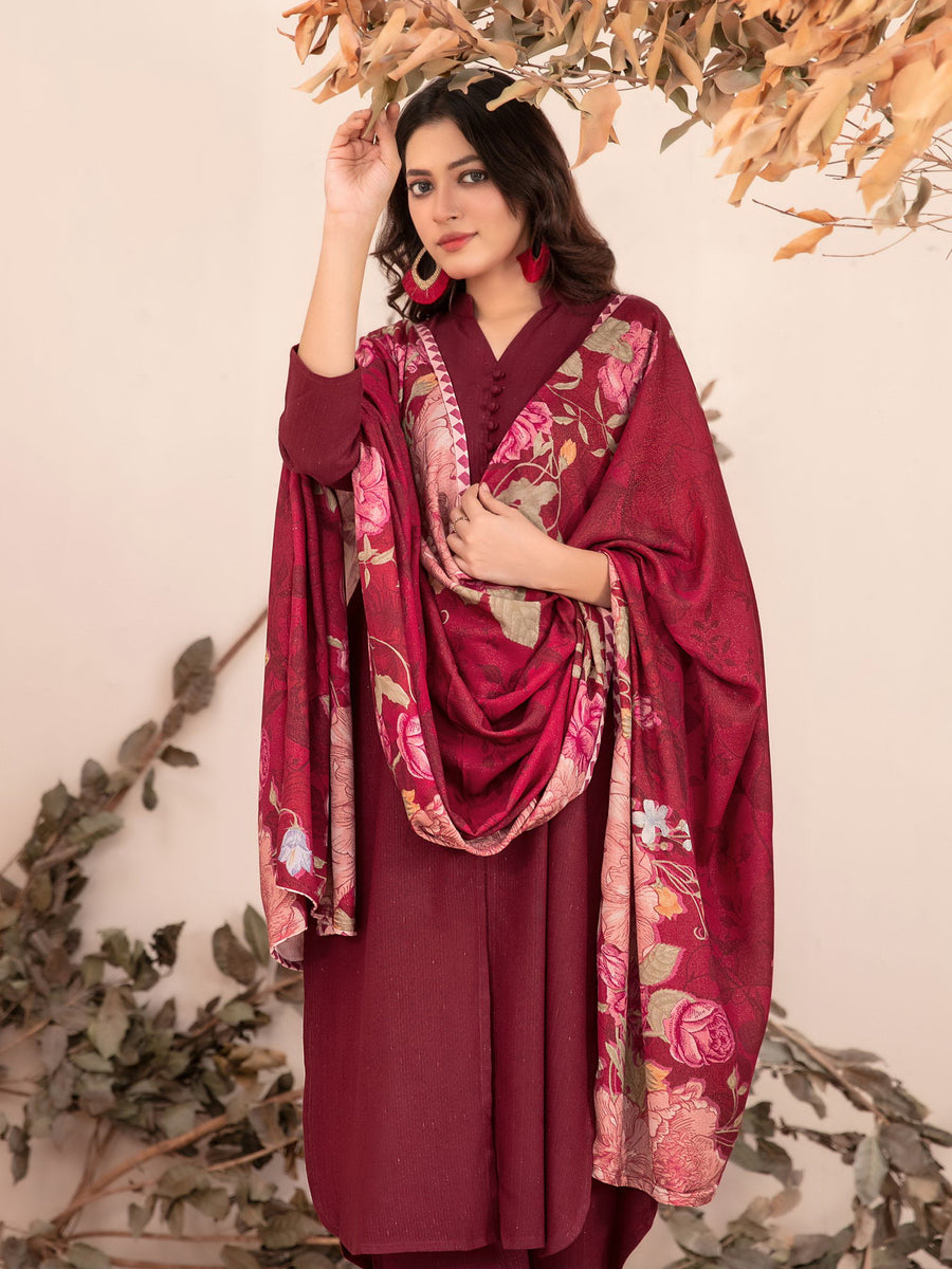 Zubiya by Tawakkal Fabrics Leather Peach Unstitched 3Pc Suit D-5077