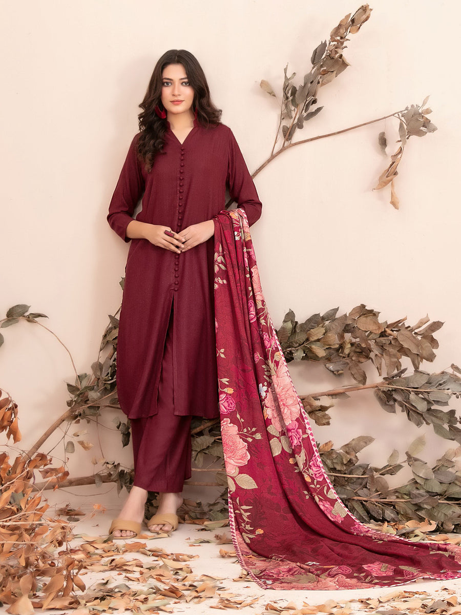 Zubiya by Tawakkal Fabrics Leather Peach Unstitched 3Pc Suit D-5077