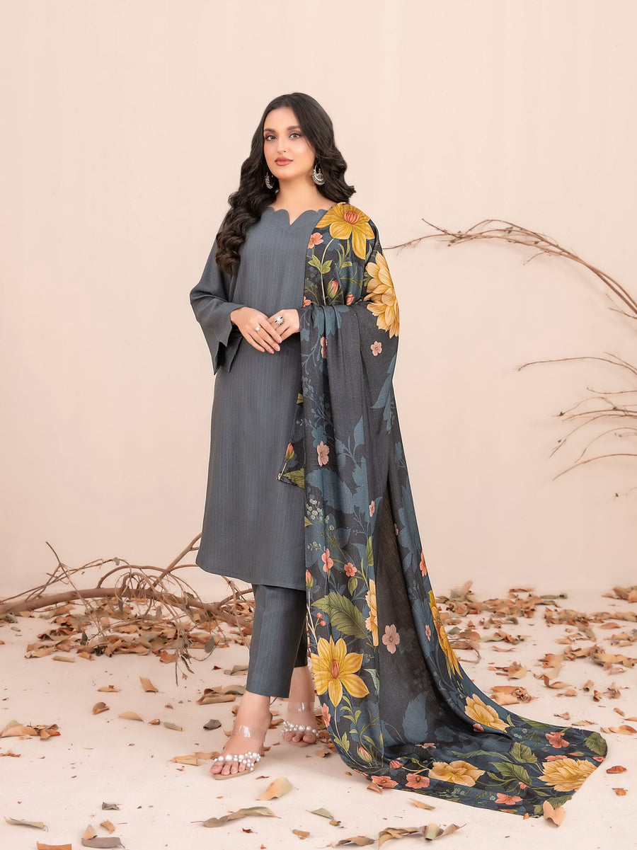 Zubiya by Tawakkal Fabrics Leather Peach Unstitched 3Pc Suit D-5080