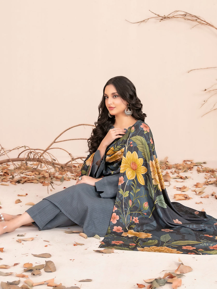 Zubiya by Tawakkal Fabrics Leather Peach Unstitched 3Pc Suit D-5080