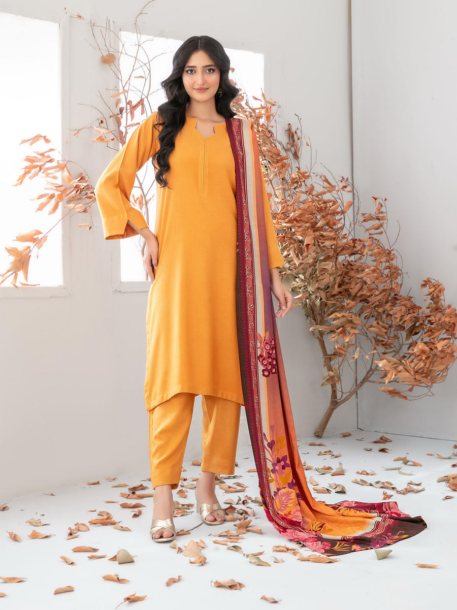 Zubiya by Tawakkal Fabrics Leather Peach Unstitched 3Pc Suit D-5082